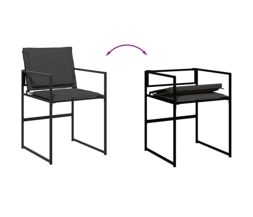 Juego de comedor de jardín 9 piezas con cojines textileno negro