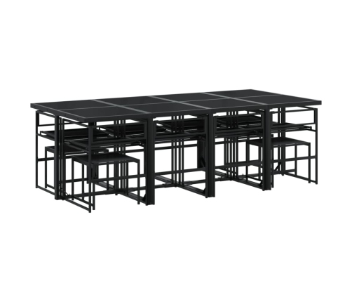 Juego de comedor de jardín 13 pzas con cojines textileno negro