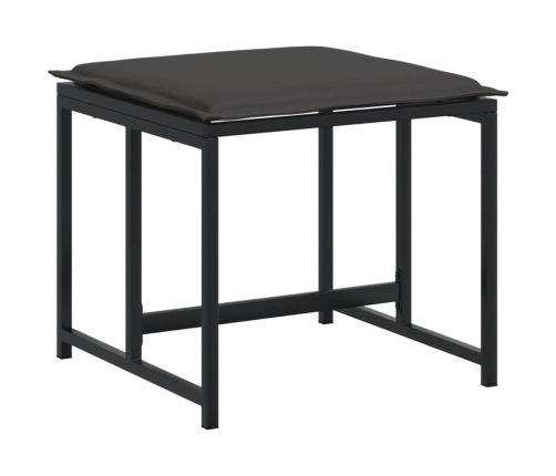 Juego de comedor de jardín 17 pzas con cojines textileno negro
