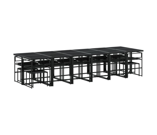 Juego de comedor de jardín 17 pzas con cojines textileno negro