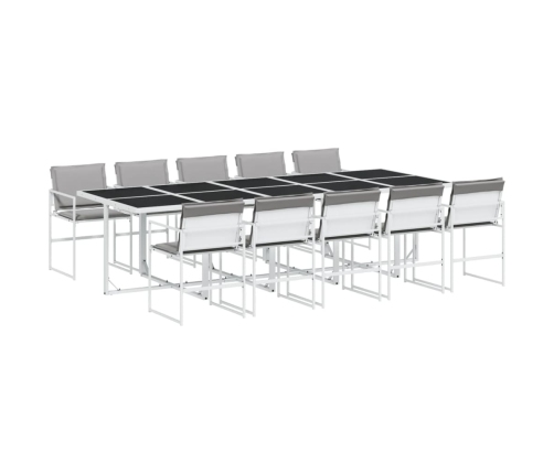 Juego de comedor de jardín 11 pzas con cojines textilene blanco