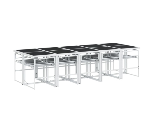 Juego de comedor de jardín 11 pzas con cojines textilene blanco