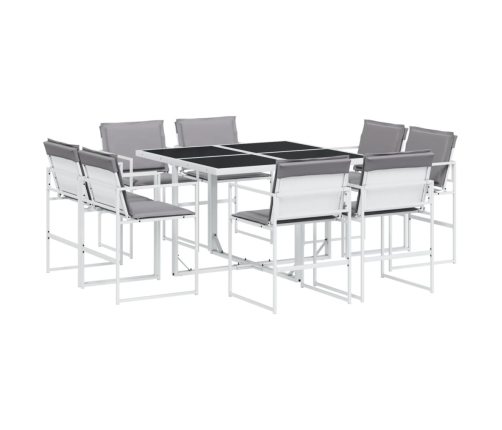 Juego de comedor de jardín 9 pzas con cojines textilene blanco