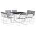 Juego de comedor de jardín 9 pzas con cojines textilene blanco