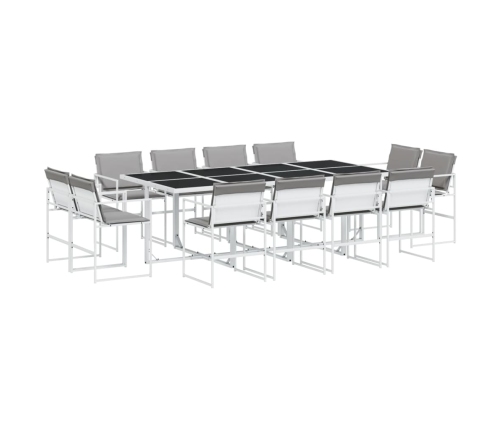 Juego de comedor de jardín 13 pzas con cojines textilene blanco
