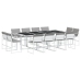 Juego de comedor de jardín 13 pzas con cojines textilene blanco