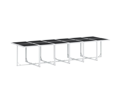 Juego de comedor de jardín 17 pzas con cojines textilene blanco