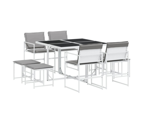 Juego de comedor de jardín 9 pzas con cojines textilene blanco