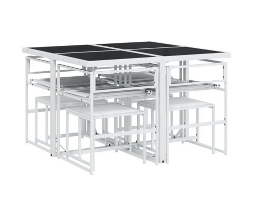 Juego de comedor de jardín 9 pzas con cojines textilene blanco
