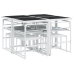 Juego de comedor de jardín 9 pzas con cojines textilene blanco