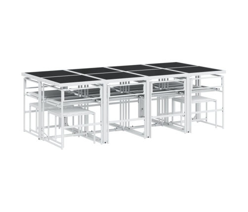 Juego de comedor de jardín 13 pzas con cojines textilene blanco