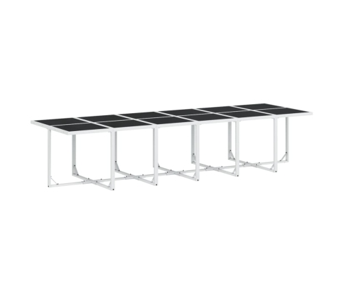 Juego de comedor de jardín 17 pzas con cojines textilene blanco