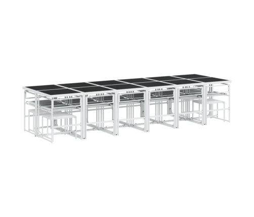 Juego de comedor de jardín 17 pzas con cojines textilene blanco