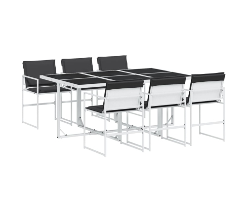 Juego de comedor de jardín 7 pzas con cojines textilene blanco
