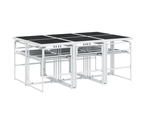 Juego de comedor de jardín 7 pzas con cojines textilene blanco