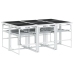 Juego de comedor de jardín 7 pzas con cojines textilene blanco