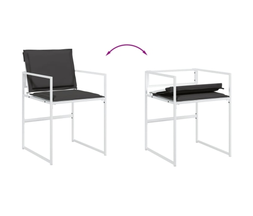 Juego de comedor de jardín 7 pzas con cojines textilene blanco