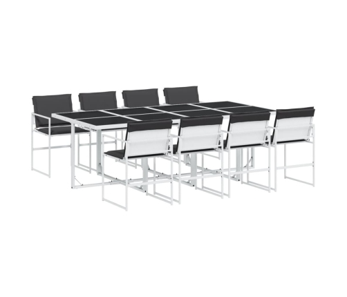 Juego de comedor de jardín 9 pzas con cojines textilene blanco