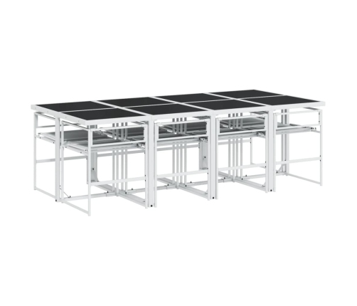 Juego de comedor de jardín 9 pzas con cojines textilene blanco