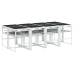 Juego de comedor de jardín 9 pzas con cojines textilene blanco