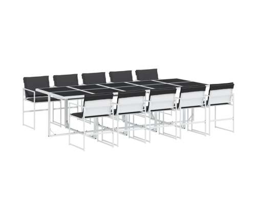 Juego de comedor de jardín 11 pzas con cojines textilene blanco