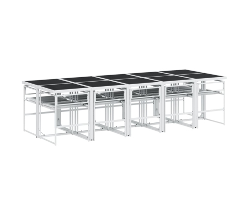 Juego de comedor de jardín 11 pzas con cojines textilene blanco