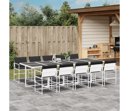 Juego de comedor de jardín 11 pzas con cojines textilene blanco
