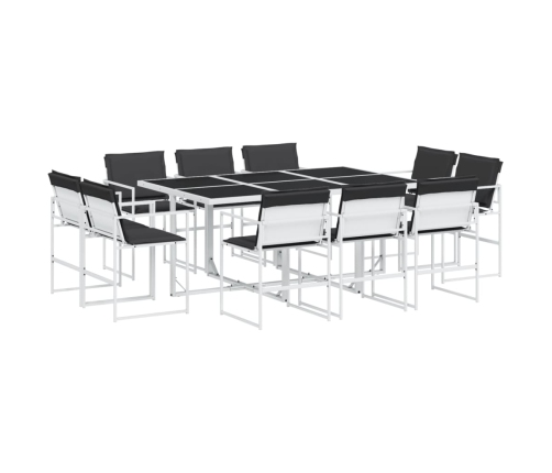 Juego de comedor de jardín 11 pzas con cojines textilene blanco
