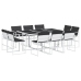 Juego de comedor de jardín 11 pzas con cojines textilene blanco