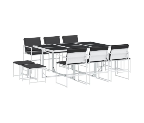Juego de comedor de jardín 11 pzas con cojines textilene blanco