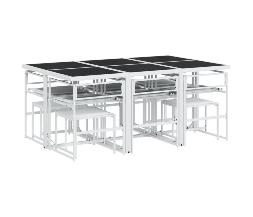 Juego de comedor de jardín 11 pzas con cojines textilene blanco