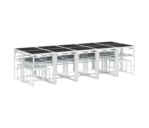 Juego de comedor de jardín 15 pzas con cojines textilene blanco