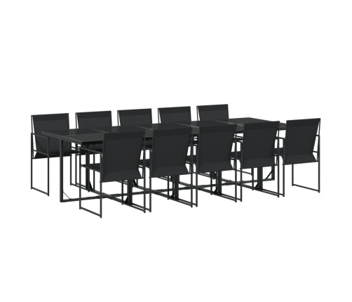 Juego de comedor de jardín 11 piezas textileno negro