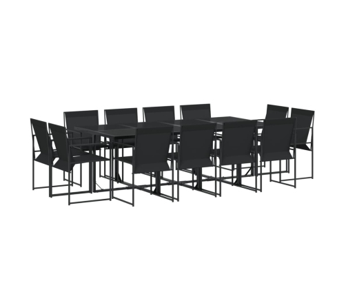 Juego de comedor de jardín 13 piezas textileno negro