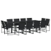 Juego de comedor de jardín 13 piezas textileno negro