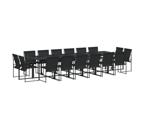 Juego de comedor de jardín 17 piezas textileno negro