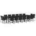 Juego de comedor de jardín 17 piezas textileno negro