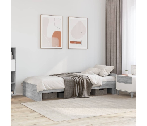 vidaXL Estructura de cama madera de ingeniería gris Sonoma 100x200 cm