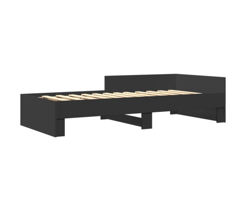 Estructura de cama madera de ingeniería negra 90x200 cm