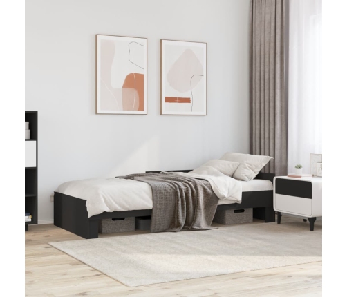 Estructura de cama madera de ingeniería negra 90x200 cm