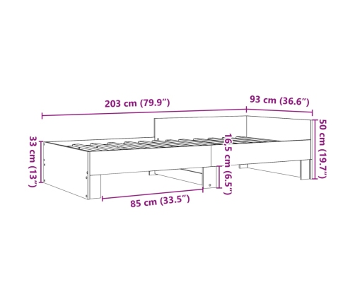 Estructura de cama madera de ingeniería negra 90x200 cm