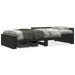 Estructura de cama madera de ingeniería negra 90x200 cm