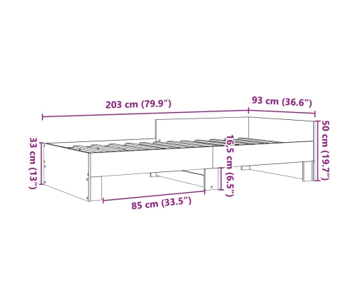 Estructura de cama sin colchón madera roble Sonoma 90x200 cm