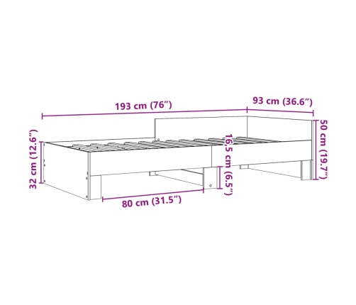 Estructura de cama madera de ingeniería blanca 90x190 cm