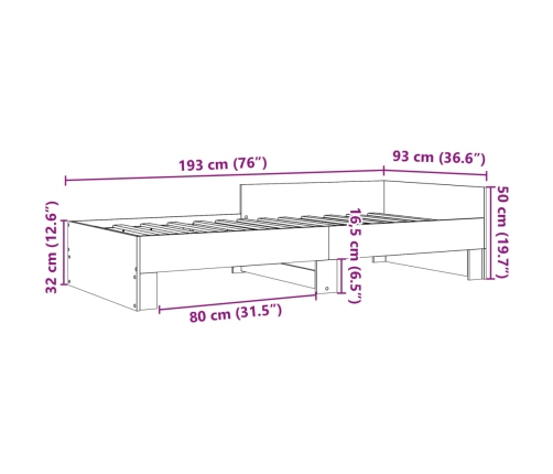 Estructura de cama madera de ingeniería gris hormigón 90x190 cm