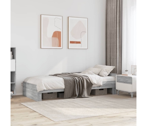 Estructura de cama madera de ingeniería gris Sonoma 90x190 cm