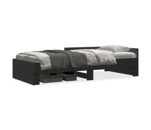 Estructura de cama madera de ingeniería negra 75x190 cm