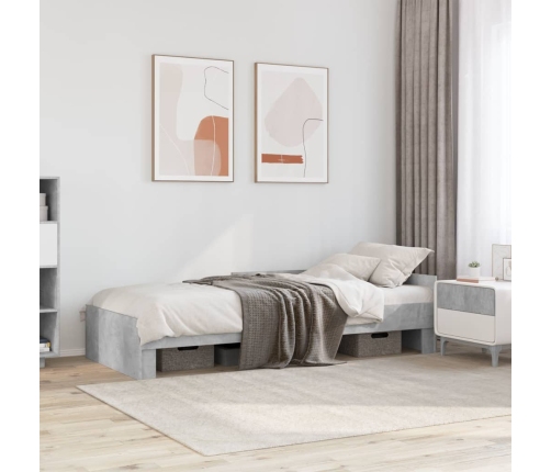 Estructura de cama madera de ingeniería gris hormigón 75x190 cm