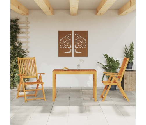 Juego de comedor de jardín 3 piezas madera maciza de acacia