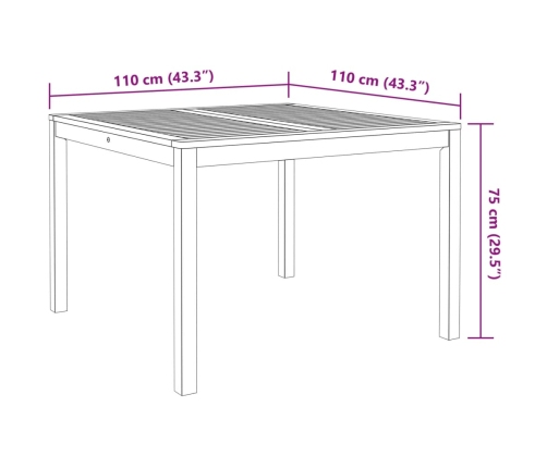 Juego de comedor de jardín 3 piezas madera maciza de acacia